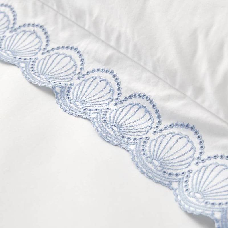 Broderie Shell White & Blue Quilt Cover Set + Separates