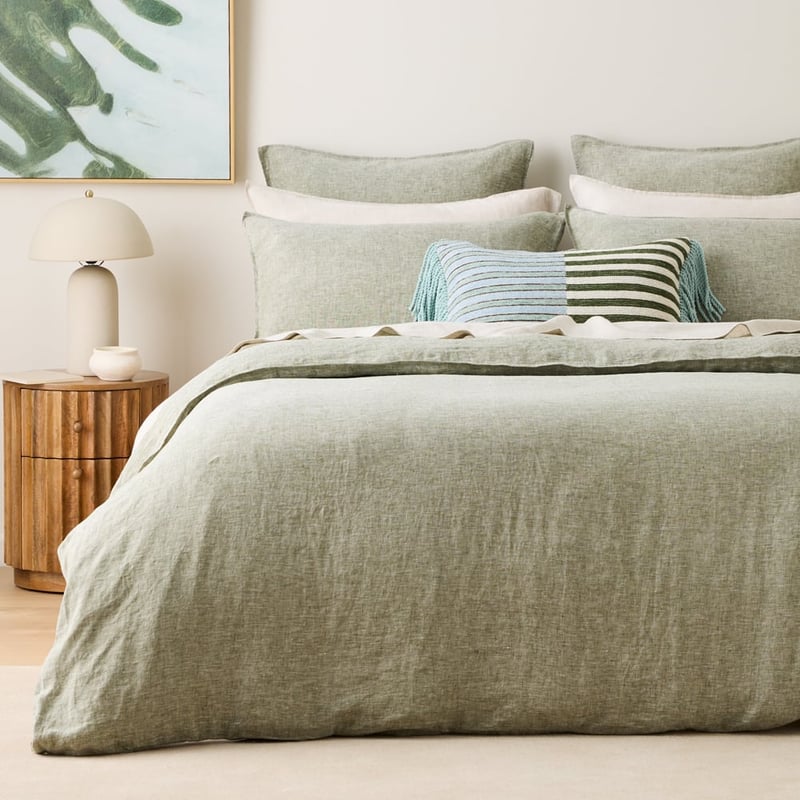 Vintage Washed Linen Dill Quilt Cover Separates