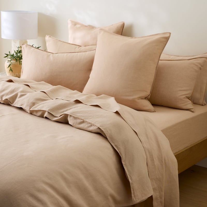 Vintage Washed Linen Macadamia Quilt Cover Separates