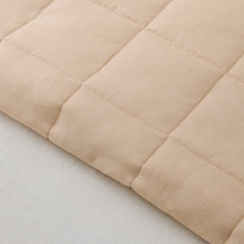 Vintage Washed Linen Macadamia Quilted Bedcover