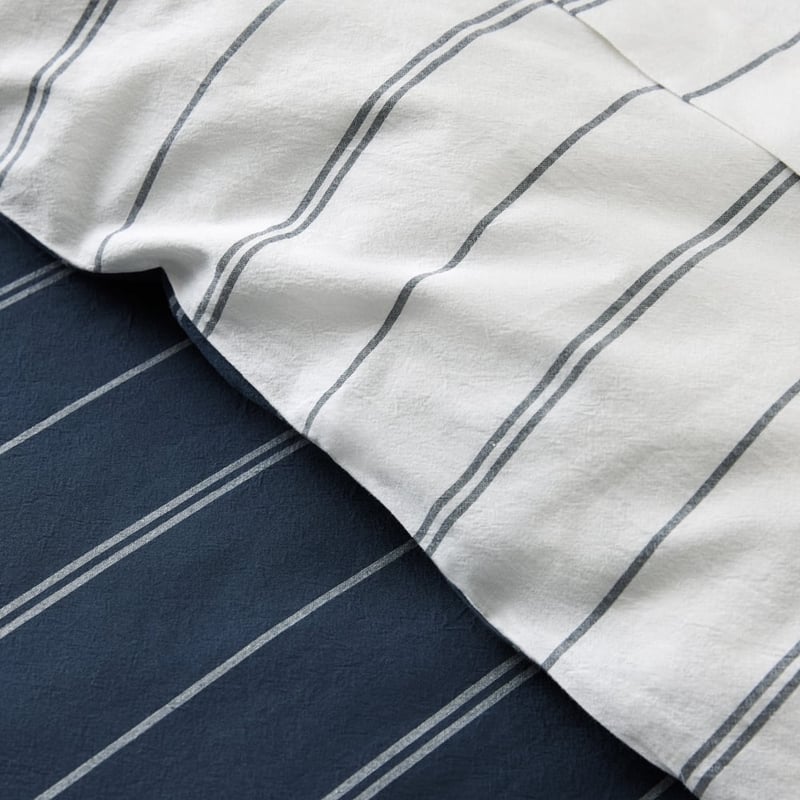 Stonewashed Cotton Navy Pencil Stripe Quilt Cover Separates