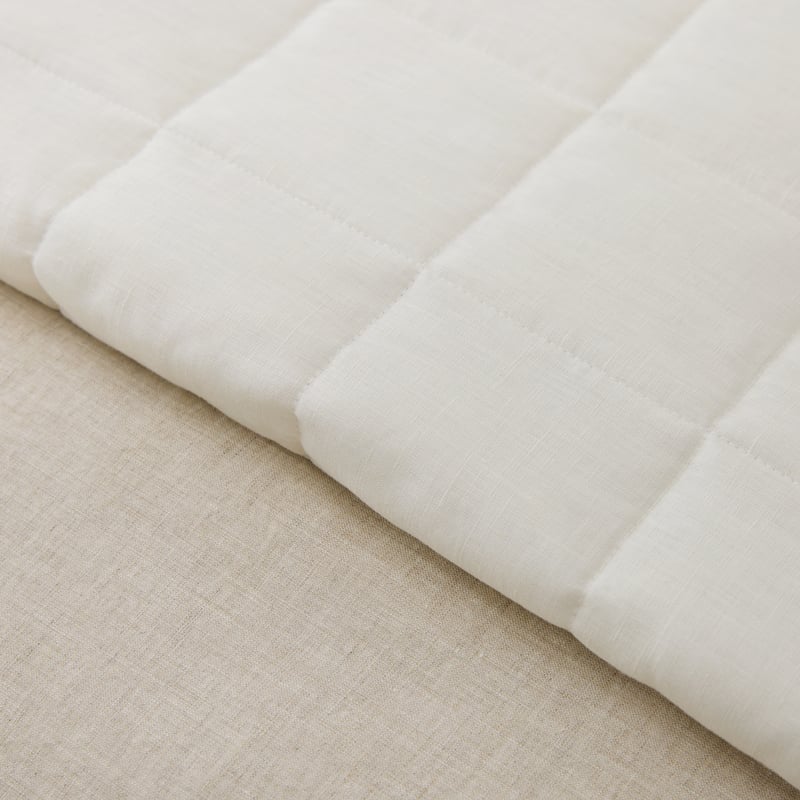 Vintage Washed Linen Coconut Quilted Bedcover