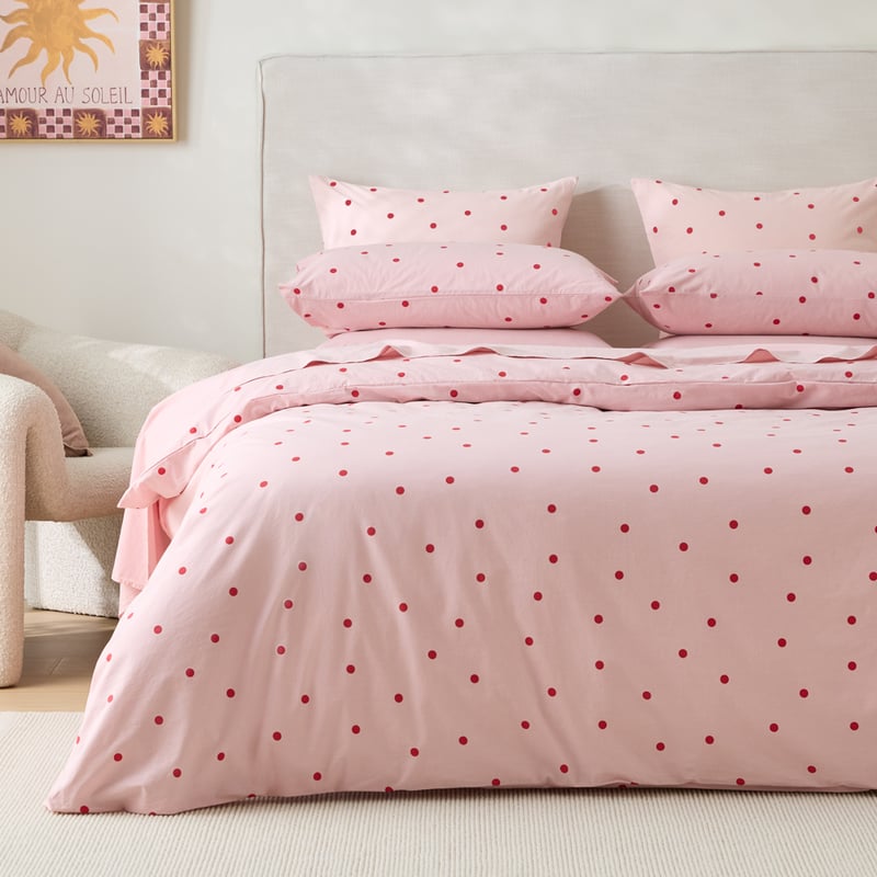 Stonewashed Cotton Peony & Salsa Spot Quilt Cover Separates