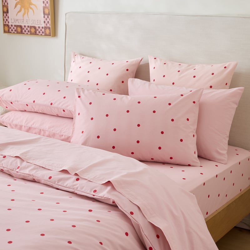Stonewashed Cotton Peony & Salsa Spot Quilt Cover Separates