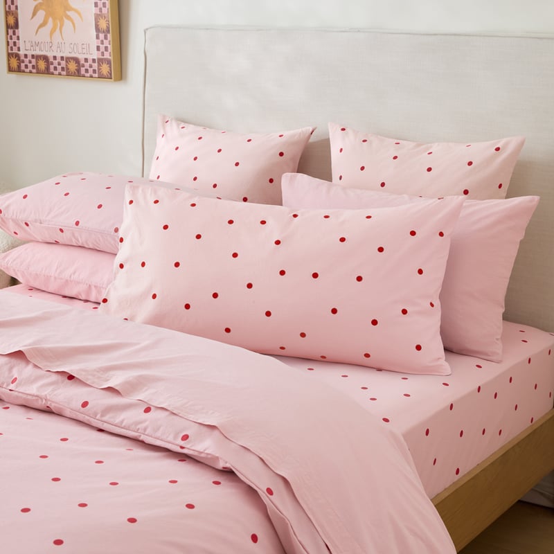 Stonewashed Cotton Peony & Salsa Spot Quilt Cover Separates