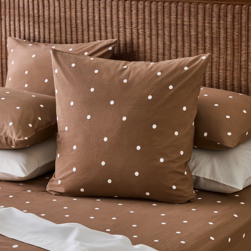 Stonewashed Cotton Fudge & Coconut Spot Quilt Cover Separates
