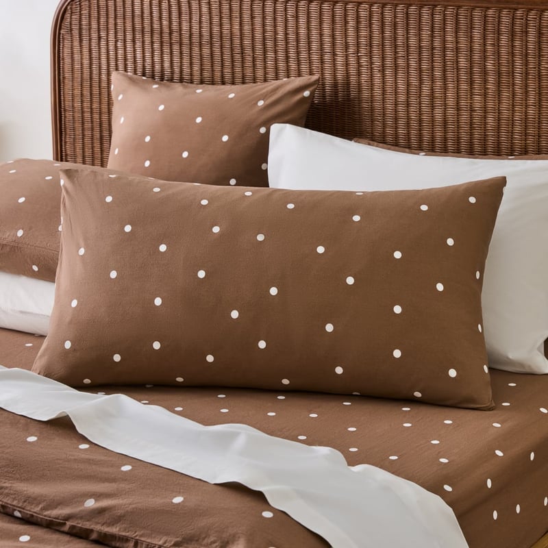 Stonewashed Cotton Fudge & Coconut Spot Quilt Cover Separates