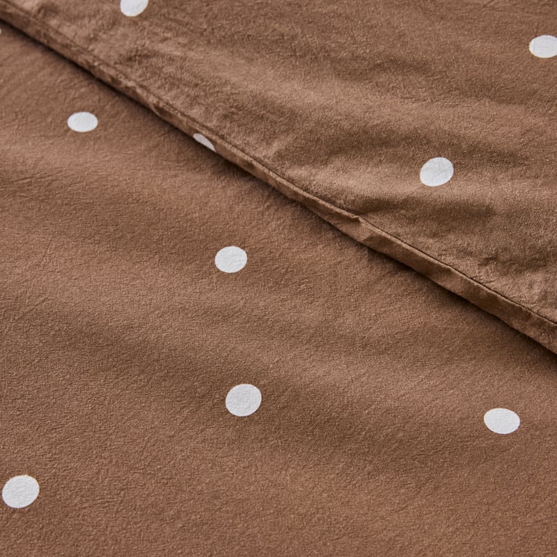 Stonewashed Cotton Fudge & Coconut Spot Quilt Cover Separates