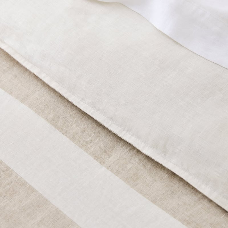 Vintage Washed Linen Linen & White Wide Stripe Quilt Cover Separates