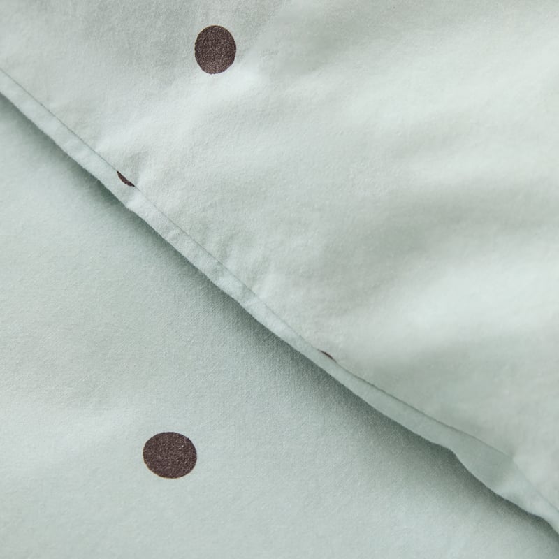 Stonewashed Cotton Mint & Chocolate Spot Quilt Cover Separates 