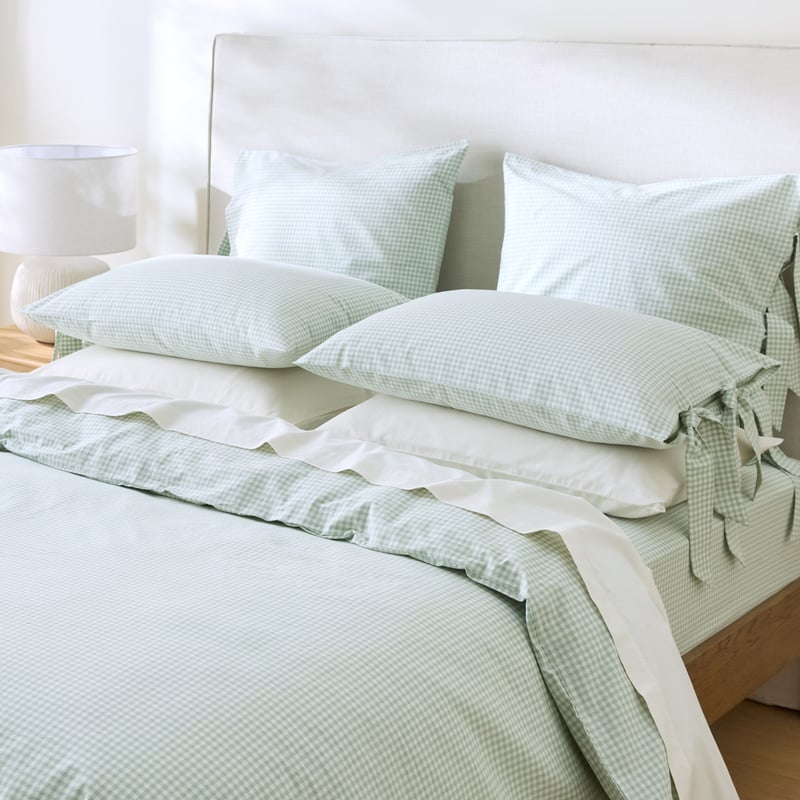 Stonewashed Cotton Mint Mini Gingham Pillowcases