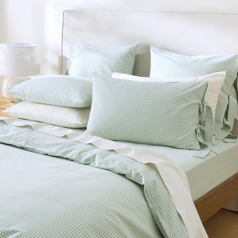 Stonewashed Cotton Mint Mini Gingham Pillowcases