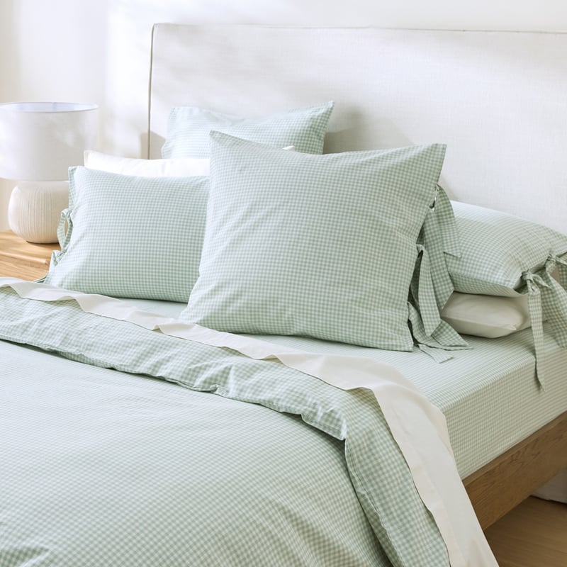 Stonewashed Cotton Mint Mini Gingham Pillowcases