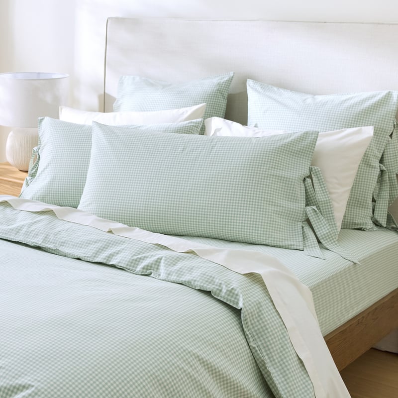 Stonewashed Cotton Mint Mini Gingham Pillowcases