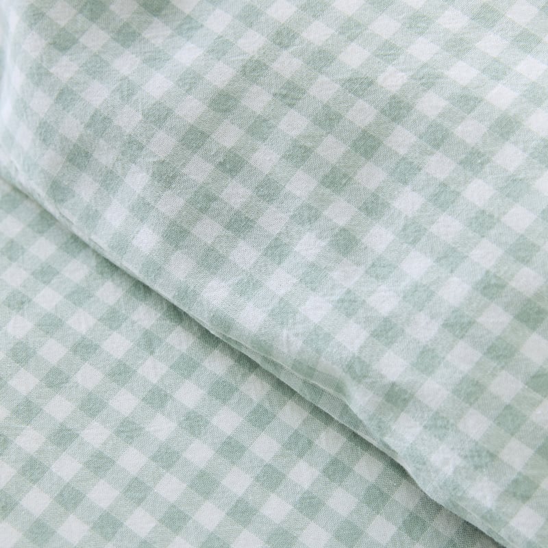 Stonewashed Cotton Mint Mini Gingham Pillowcases