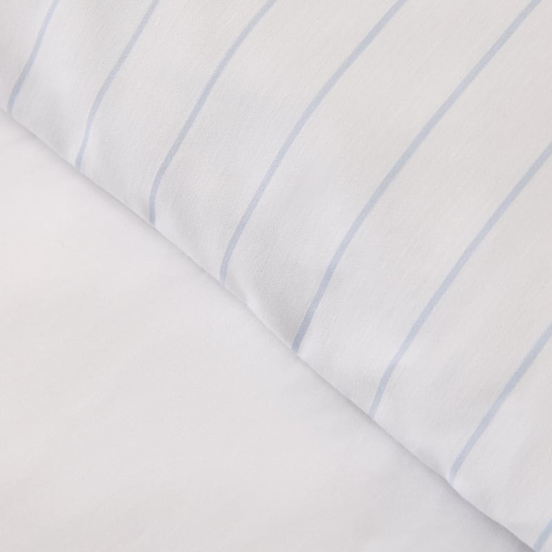 Bamboo Cotton White & Clearwater Blue Stripe Quilt Cover Set + Separates