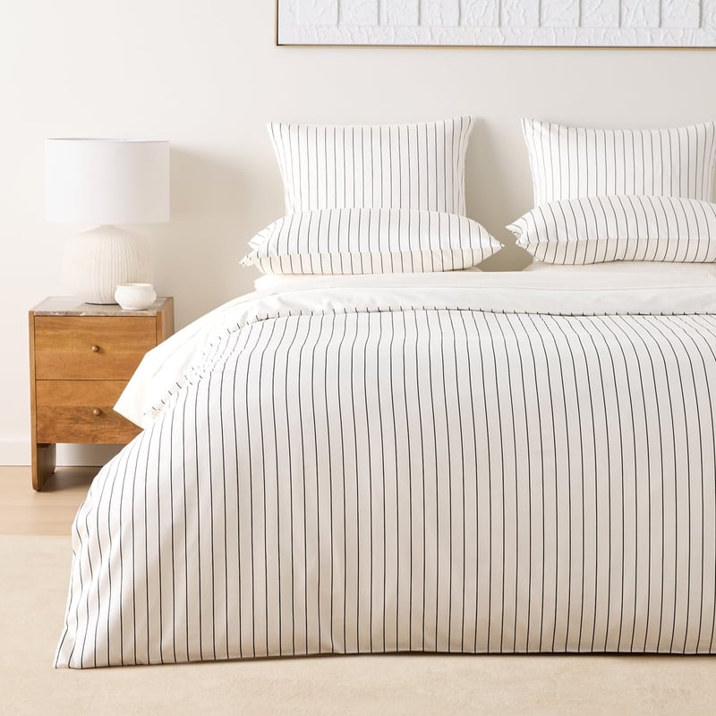 Bamboo Cotton Coconut & Onyx Stripe Quilt Cover Separates