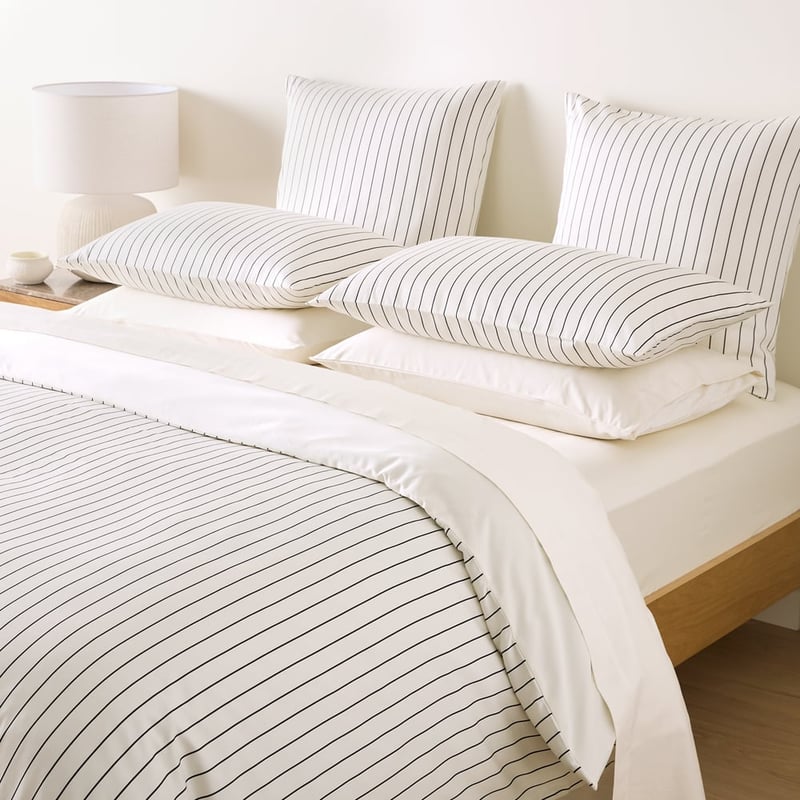 Bamboo Cotton Coconut & Onyx Stripe Pillowcase