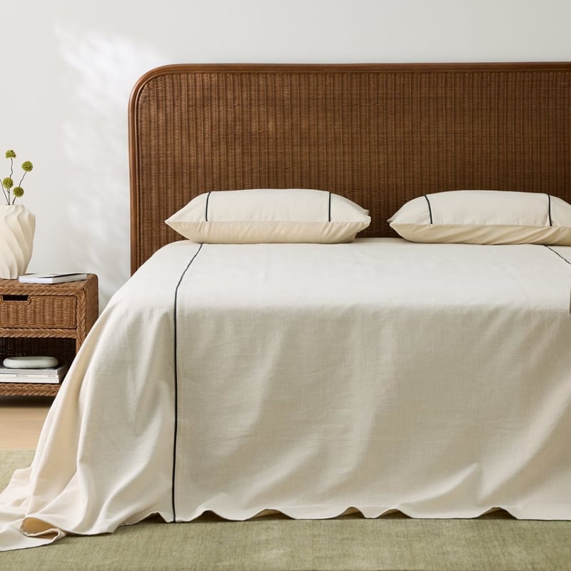 Cleo Natural & Black Piped Bedcover Separates