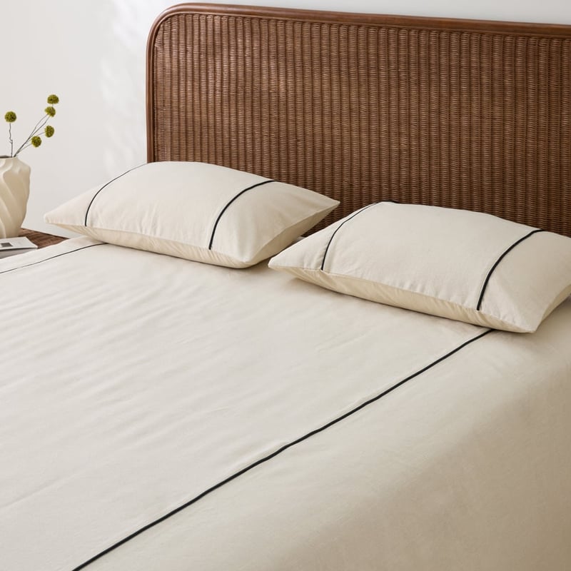 Cleo Natural & Black Piped Bedcover Separates
