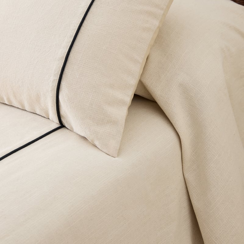 Cleo Natural & Black Piped Bedcover Separates