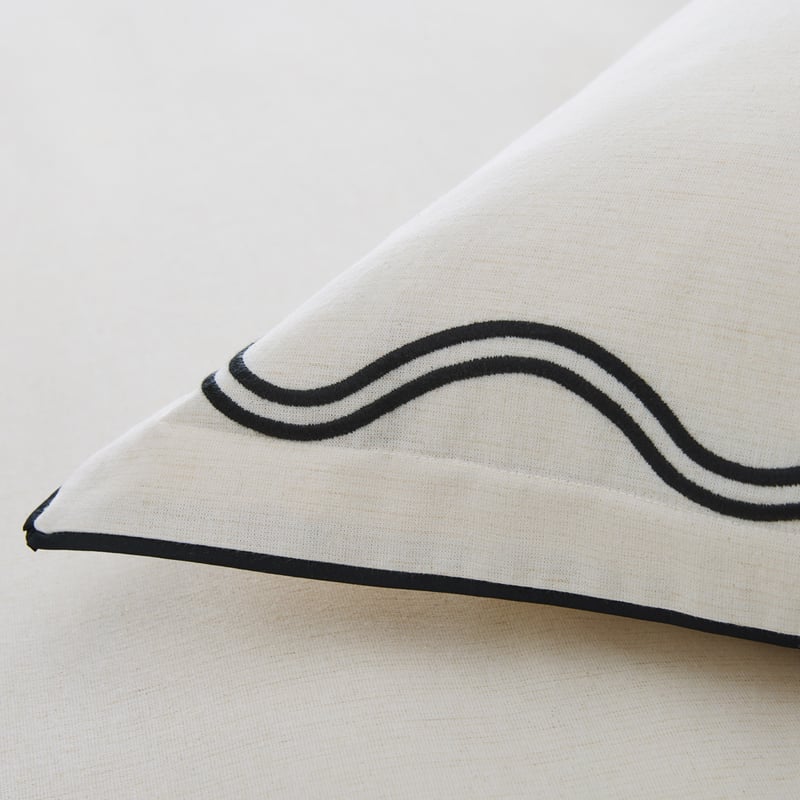 Hailey Natural & Black Wave Quilt Cover Set + Separates