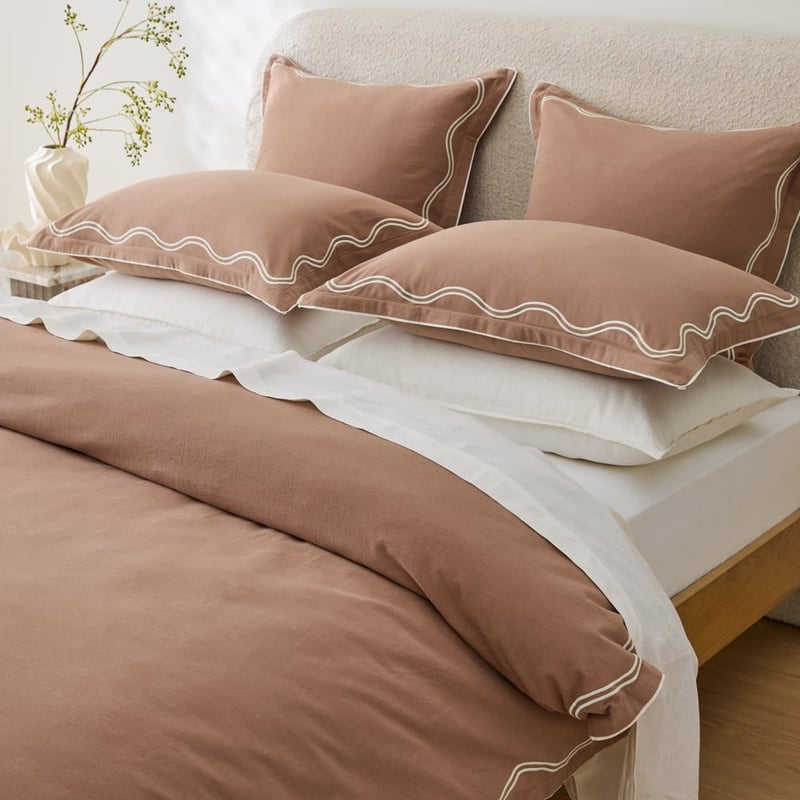 Hailey Wave Mocha & Coconut Quilt Cover Set + Separates