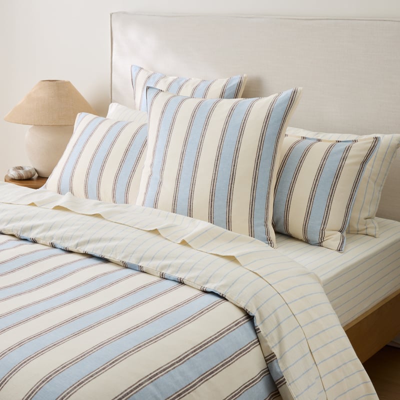 Remi Blue Stripe Linen Cotton Quilt Cover Set + Separates