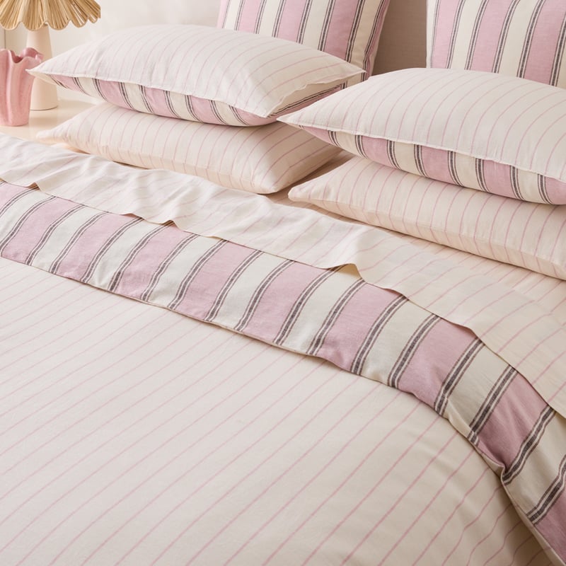 Remi Pink Stripe Linen Cotton Pillowcases