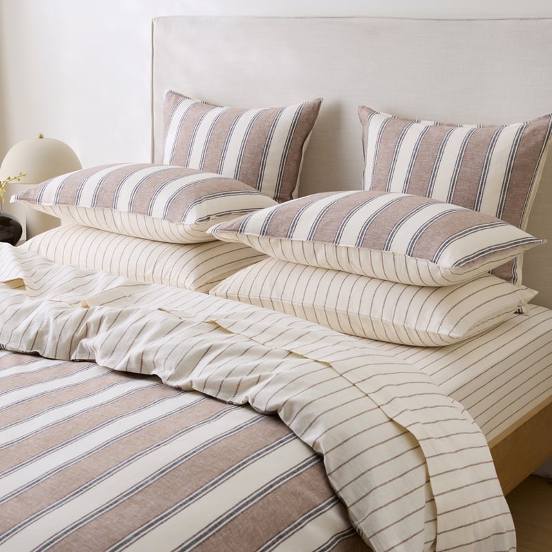 Remi Mocha Stripe Linen Cotton European Pillowcase
