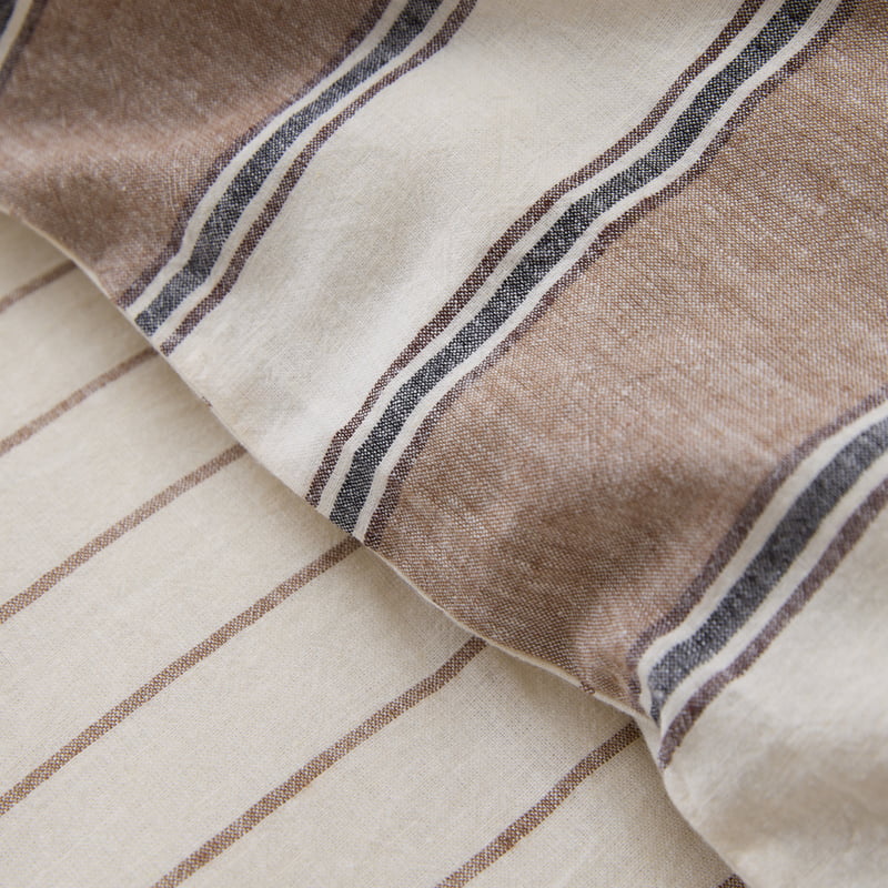 Remi Mocha Stripe Linen Cotton Quilt Cover Set + Separates