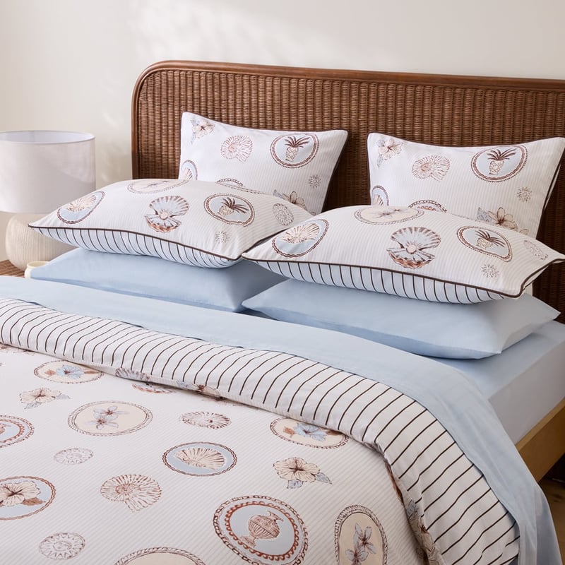 Island Drift Chocolate & Blue Quilt Cover Set + Separates