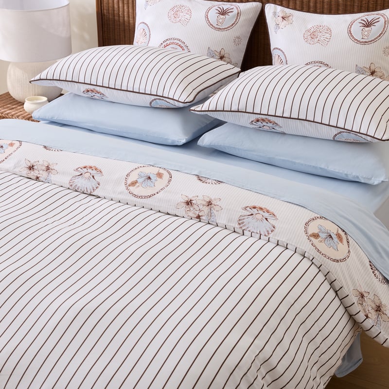 Island Drift Chocolate & Blue Quilt Cover Set + Separates