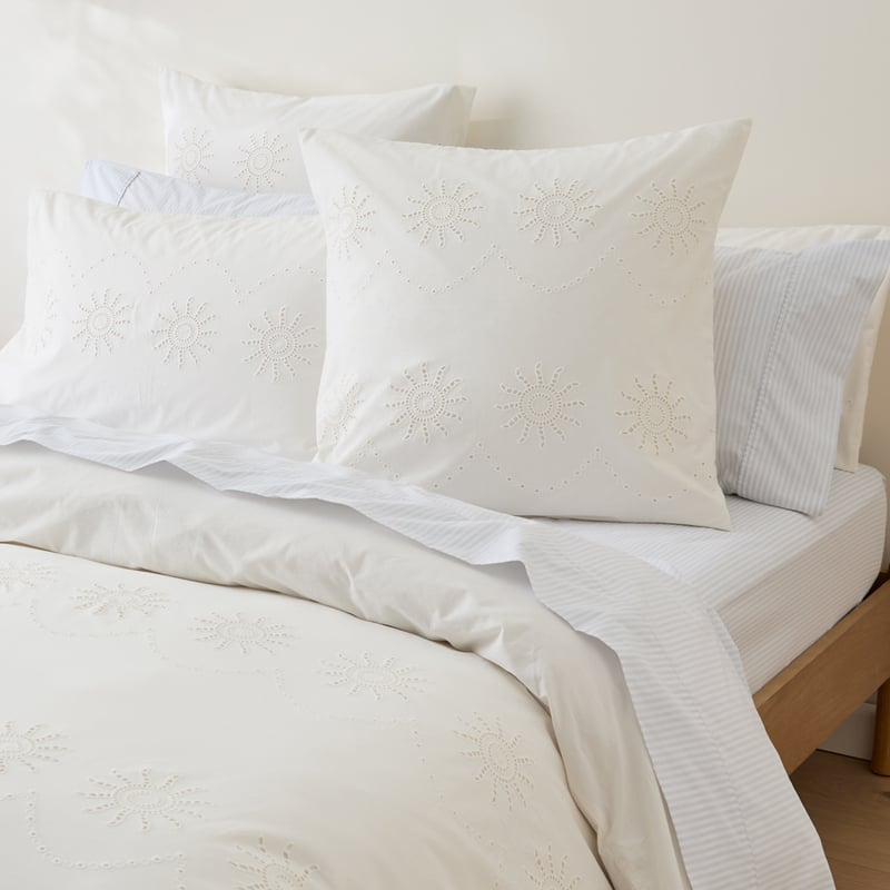 Soleil Coconut Broderie Quilt Cover Set + Separates 