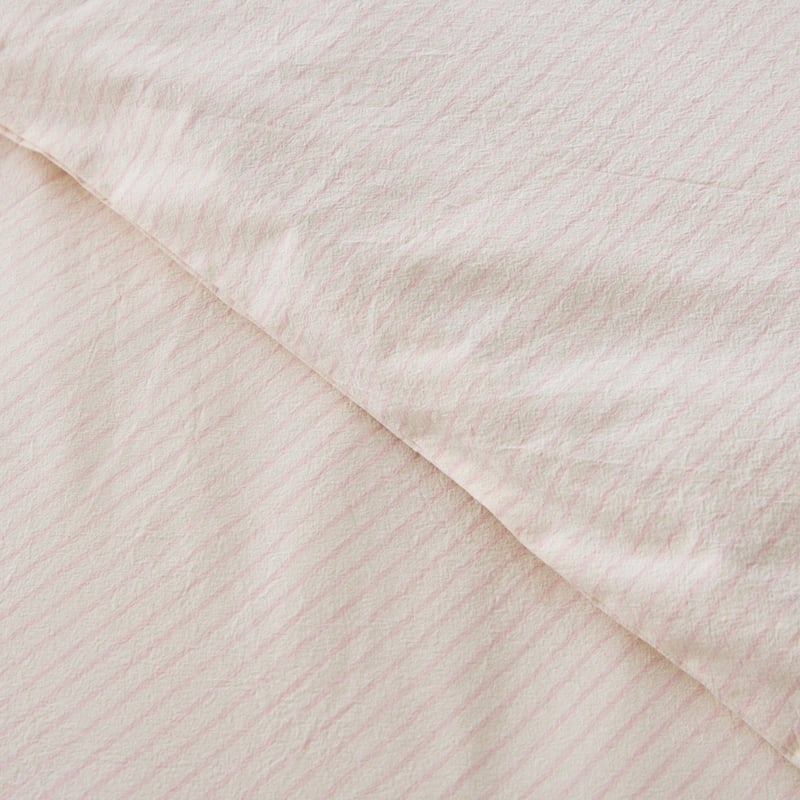 Stonewashed Cotton Coconut & Peony Thin Stripe Quilt Cover Separates