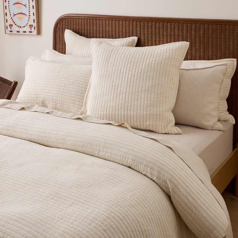 Ravi Natural Quilted Quilt Cover Set + Separates