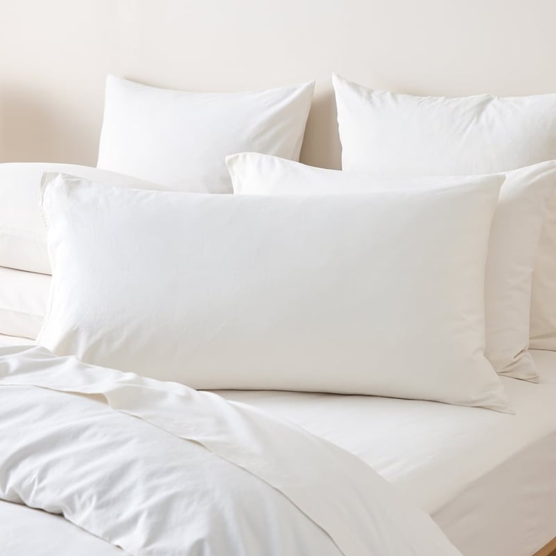 Stonewashed Cotton White Pillowcase