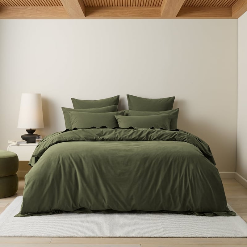 Stonewashed Cotton Basil Quilt Cover Separates