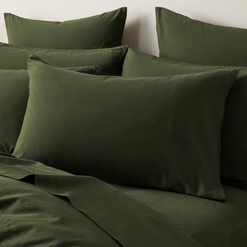 Stonewashed Cotton Basil Pillowcases