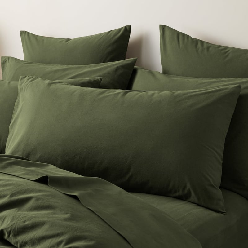 Stonewashed Cotton Basil Pillowcases