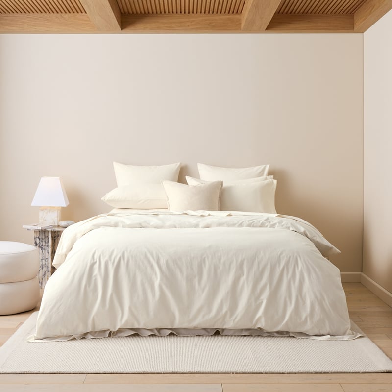 Stonewashed Cotton Coconut Quilt Cover Separates