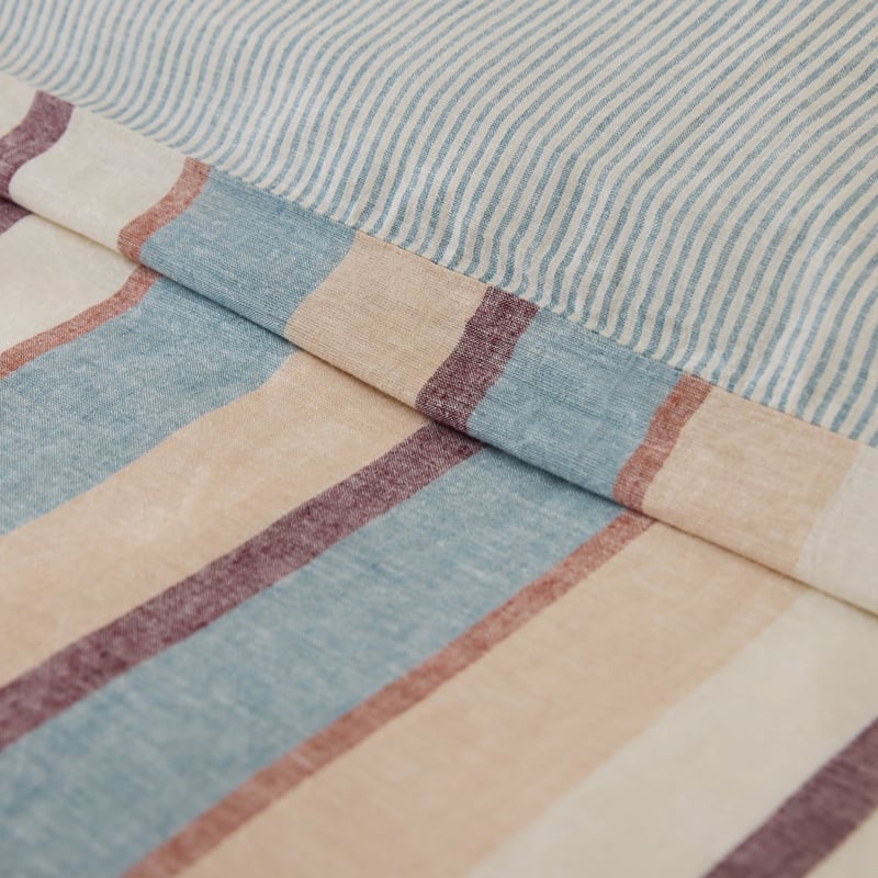 Linen Cotton Nordic Blue Harbour Stripe Quilt Cover Set + Separates