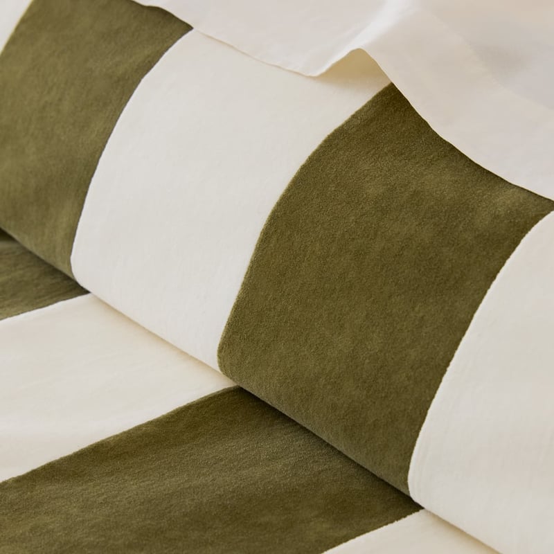 Quincy Velvet Olive Stripe Quilt Cover Set + Separates