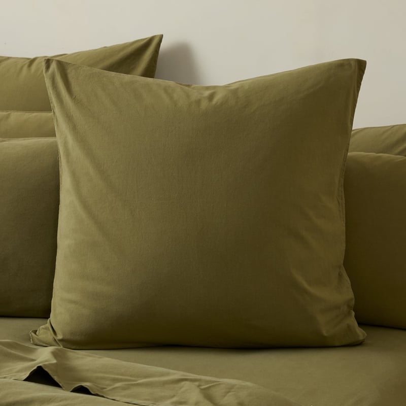 Stonewashed Cotton Olive Quilt Cover Separates