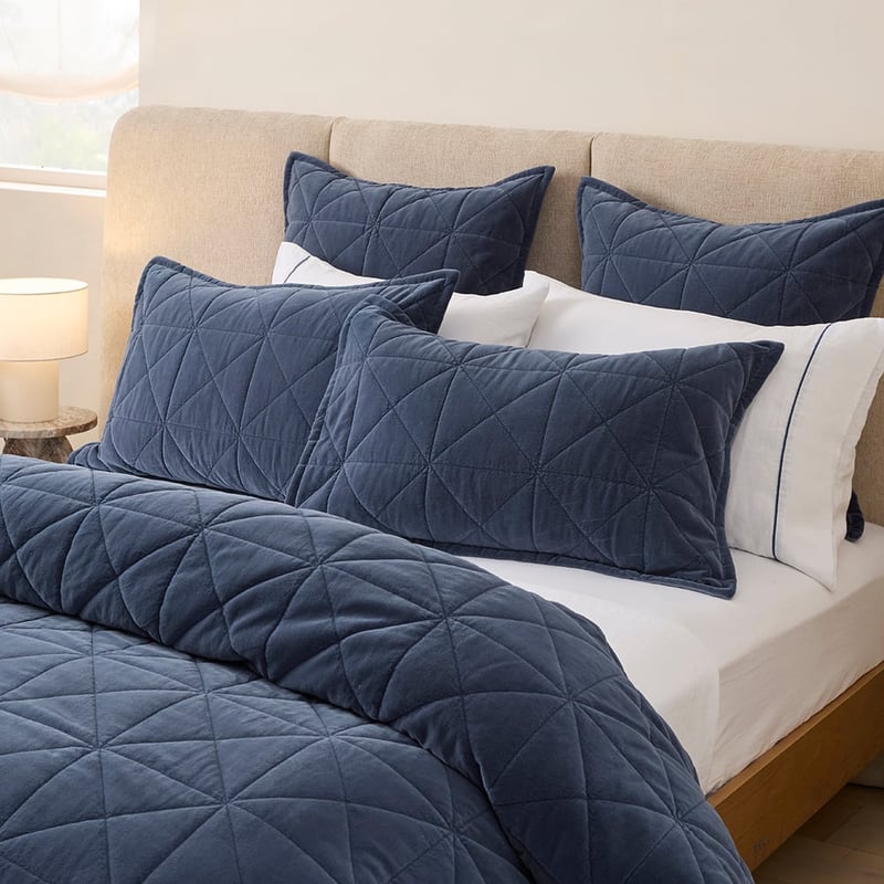 Vance Denim Cotton Velvet Quilted Quilt Cover Separates