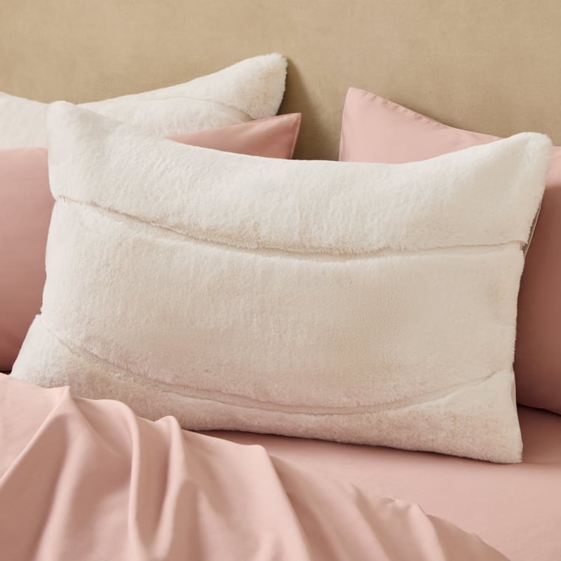 Farrah Off White Faux Fur Quilt Cover Separates