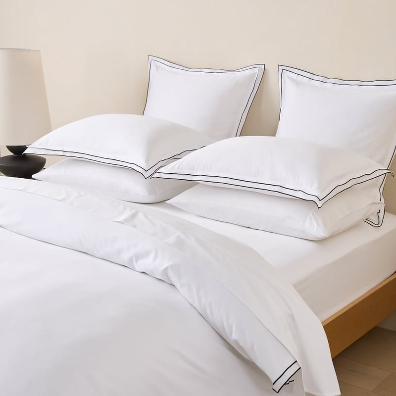 Egyptian Cotton White & Black Split Border Quilt Cover Set + Separates