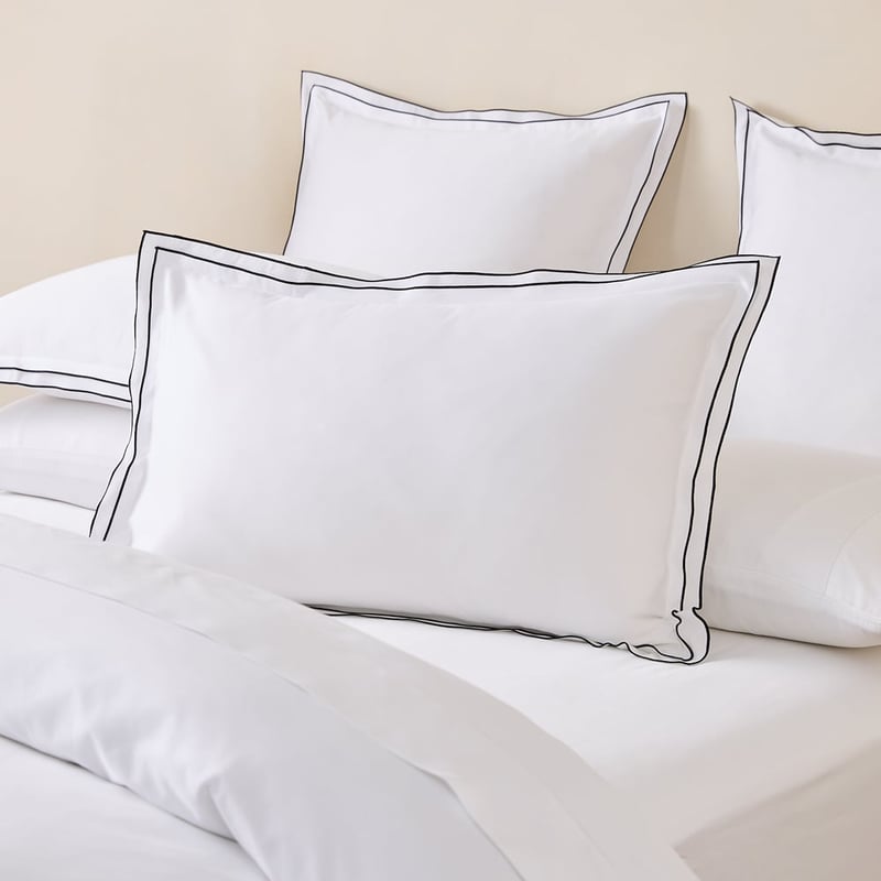 Egyptian Cotton White & Black Split Border Quilt Cover Set + Separates