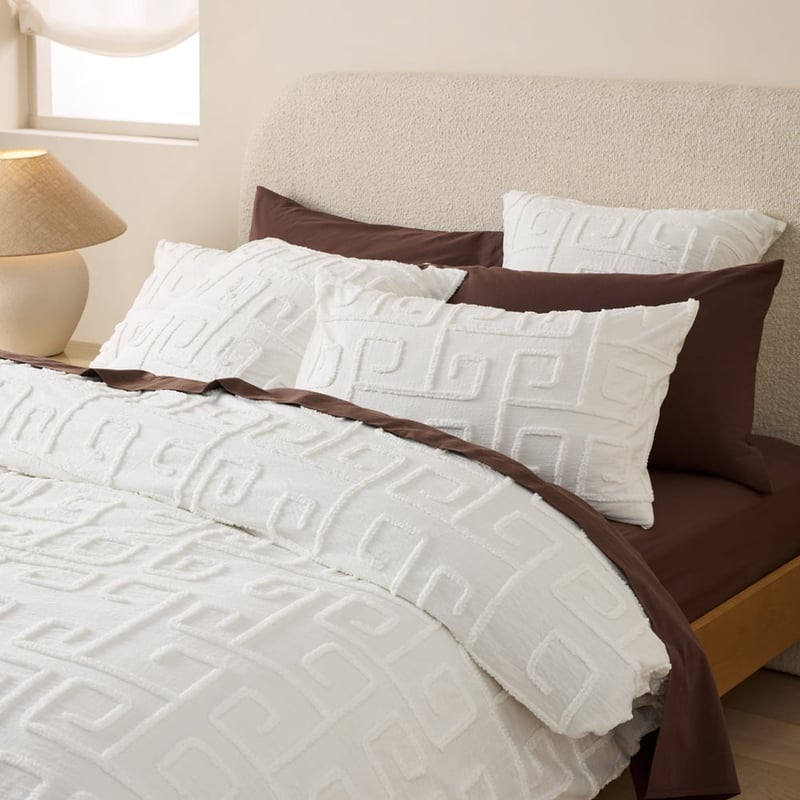 Elio White Tufted Quilt Cover Set + Separates 