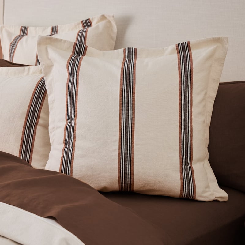 Henri Stripe Natural & Umber European Pillowcase